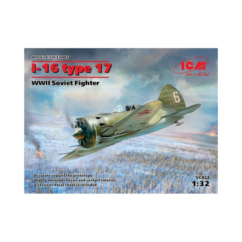 1/32 I-16 type 17 WWII Soviet Fighter ICM 32005 1/32 I-16 type 17 WWII Soviet Fighter ICM 32005