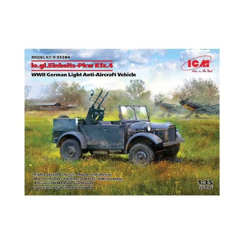 1/35 le.gl.Einheitz-Pkw Kfz.4, WWII German AA Vehicle ICM 35584 1/35 le.gl.Einheitz-Pkw Kfz.4, WWII German AA Vehicle ICM 35584