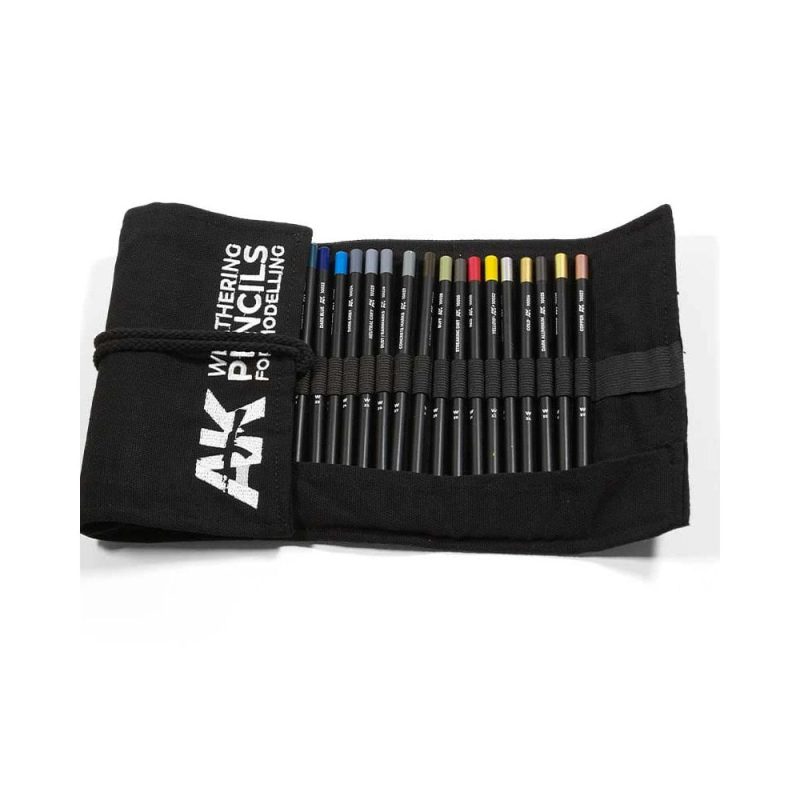 AK Interactive Weathering Pencils Full Range Cloth Case AK-10048 AK Interactive Weathering Pencils Full Range Cloth Case AK-10048