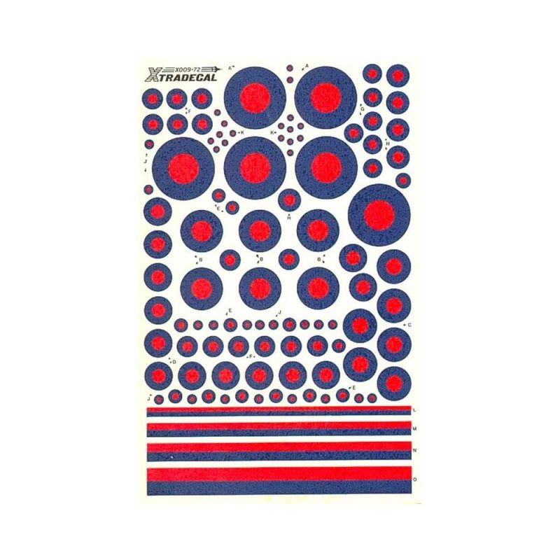1/72 Post War RAF Low Vis Red/Blue National Insignia/Roundels Xtradecal X72009