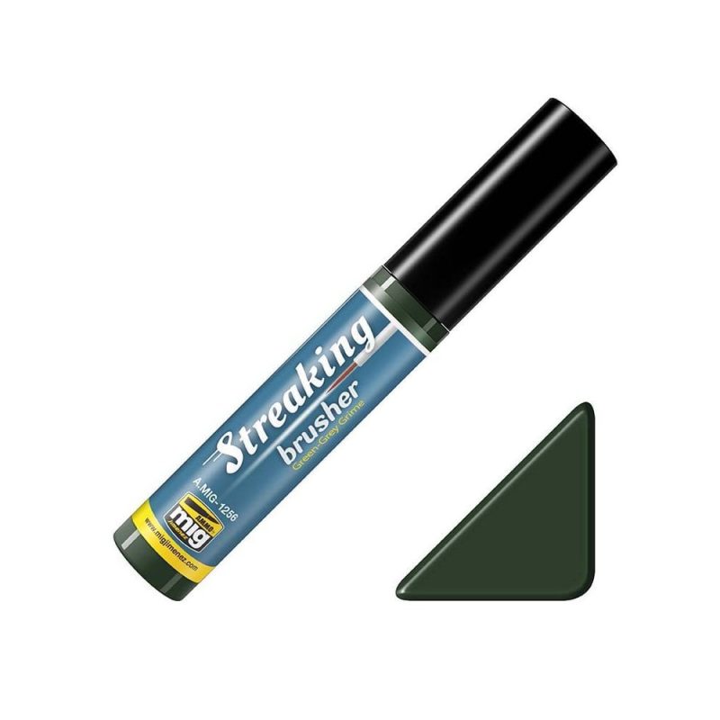 Green-Grey Grime Streaking Brusher Ammo A.MIG-1256 Green-Grey Grime Streaking Brusher Ammo A.MIG-1256