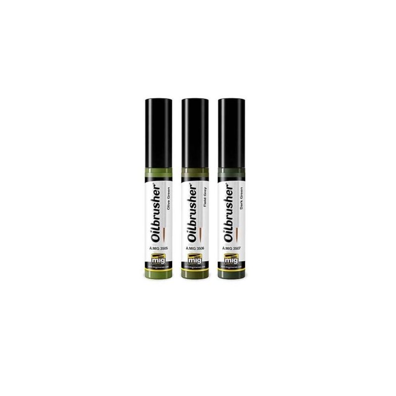 Oilbrusher Green Tones Set Ammo A.MIG-7502 Oilbrusher Green Tones Set Ammo A.MIG-7502