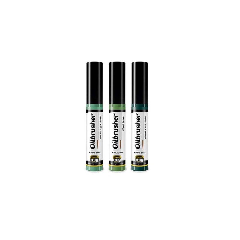 Oilbrusher Mechas Green Tones Set Ammo A.MIG-7509 Oilbrusher Mechas Green Tones Set Ammo A.MIG-7509