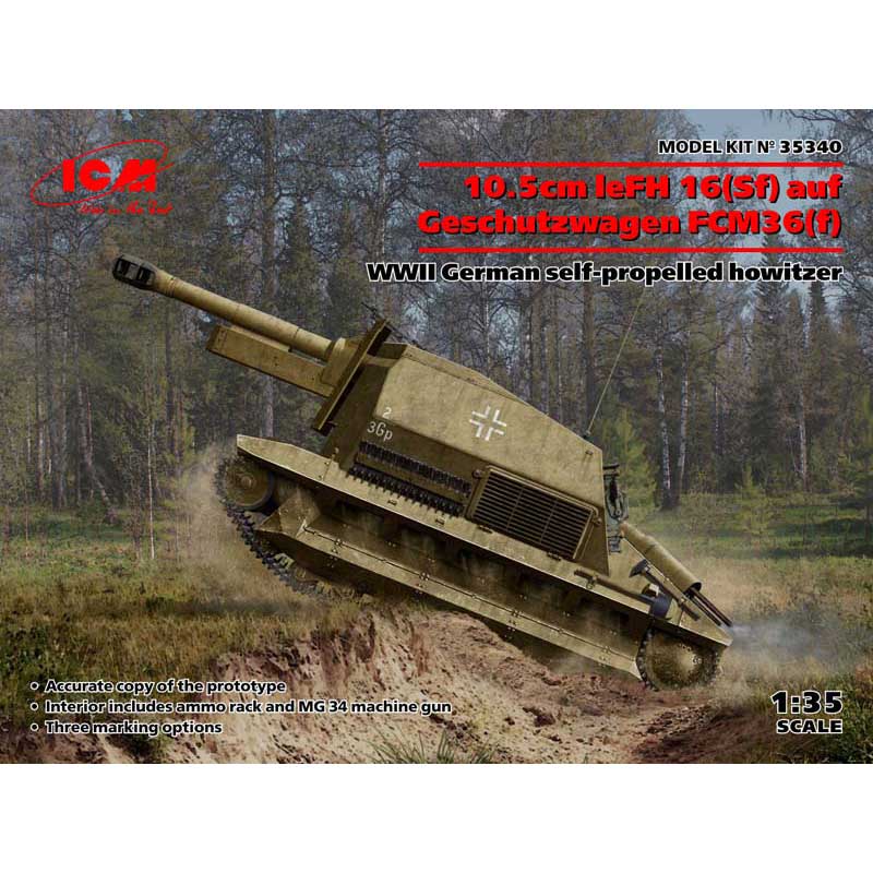 1/35 10.5cm leFH 16(Sf) auf Geschutzwagen FCM36(f) 35340 ICM