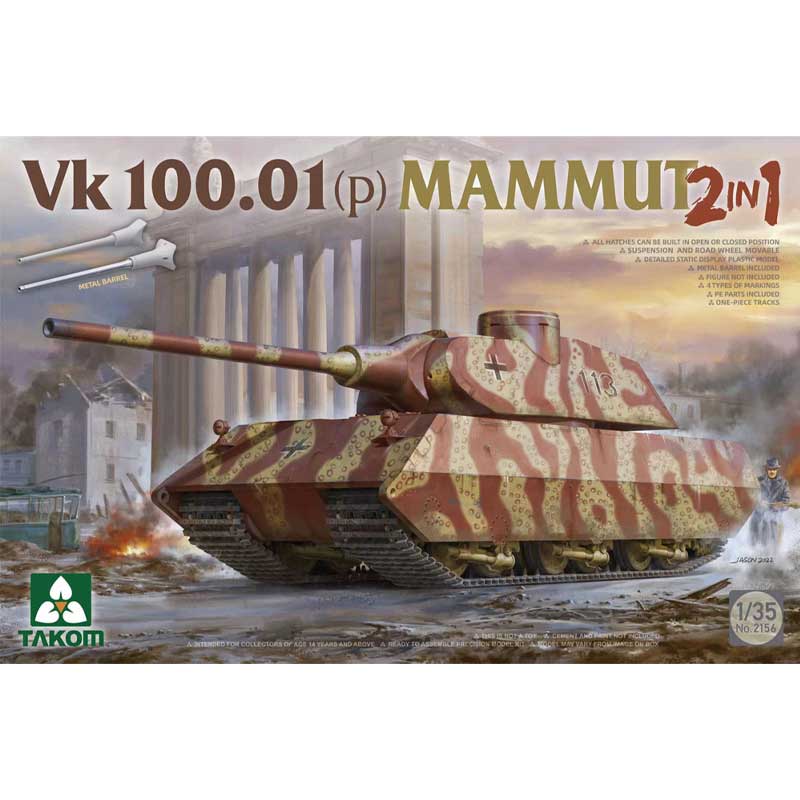 Takom German VK 100.01 (P) Mammut WWII Concept Heavy Tank 2-in-1 (1/35) 02156