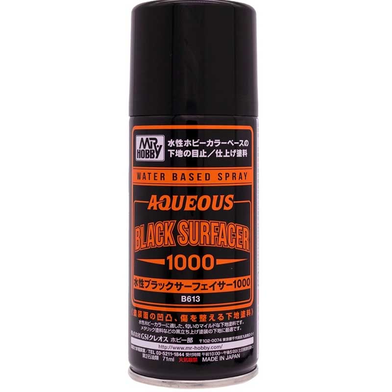 Mr Hobby - Mr Aqueous Black Surfacer 1000 Spray (170ml) B-613