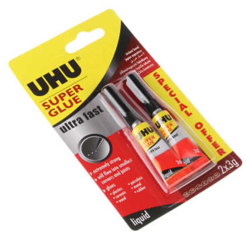 2x 3g Super Glue Ultra Fast Liquid Twin UHU 37420