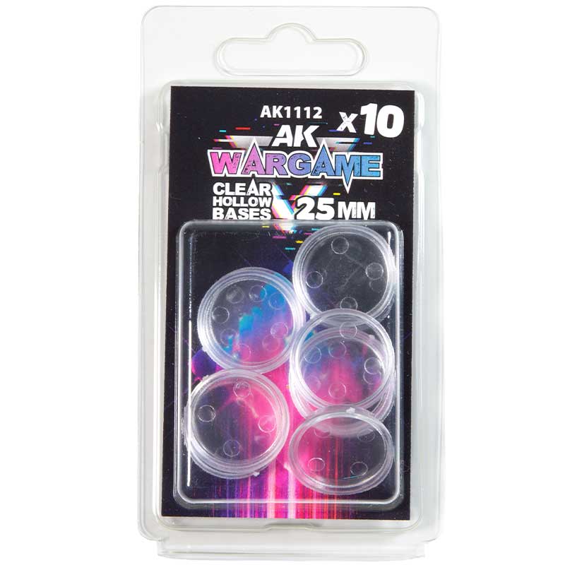 AK Interactive Clear Hollow Base 25mm - 10 Units AK-1112