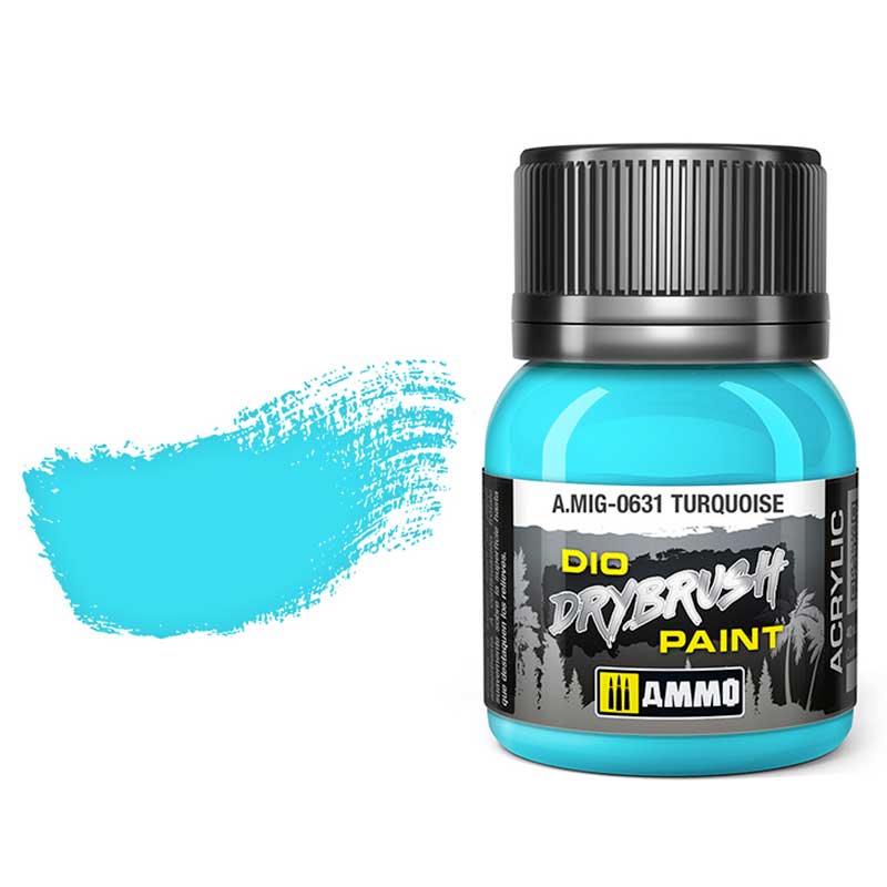 40ml Turquoise Dio Dry Brush Paint A.MIG-0631 Ammo