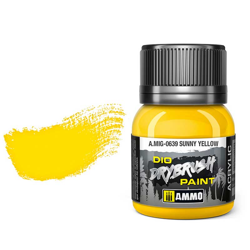 40ml Sunny Yellow Dio Dry Brush Paint A.MIG-0639 Ammo