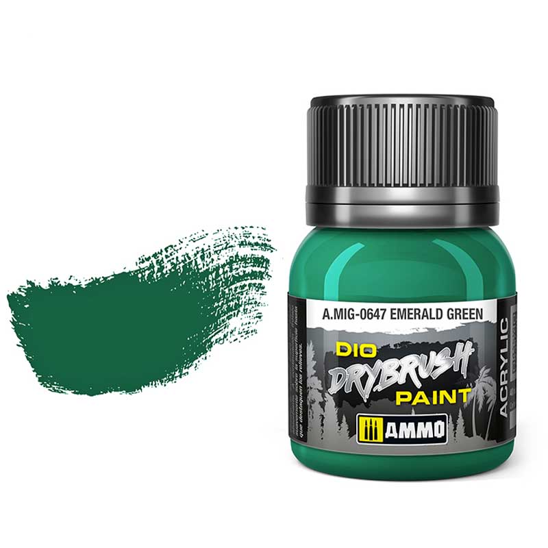 40ml Emerald Green Dio Dry Brush Paint A.MIG-0647 Ammo