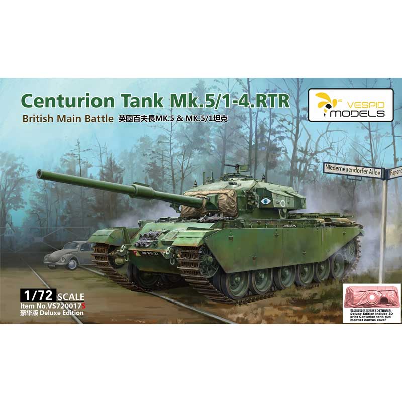 1/72 Centurion Mk.5/1 - 4. RTR British Main Battle Tank / Deluxe Edition VS720017S Vespid Models 1/72 Centurion Mk.5/1 - 4. RTR British Main Battle Tank / Deluxe Edition VS720017S Vespid Models
