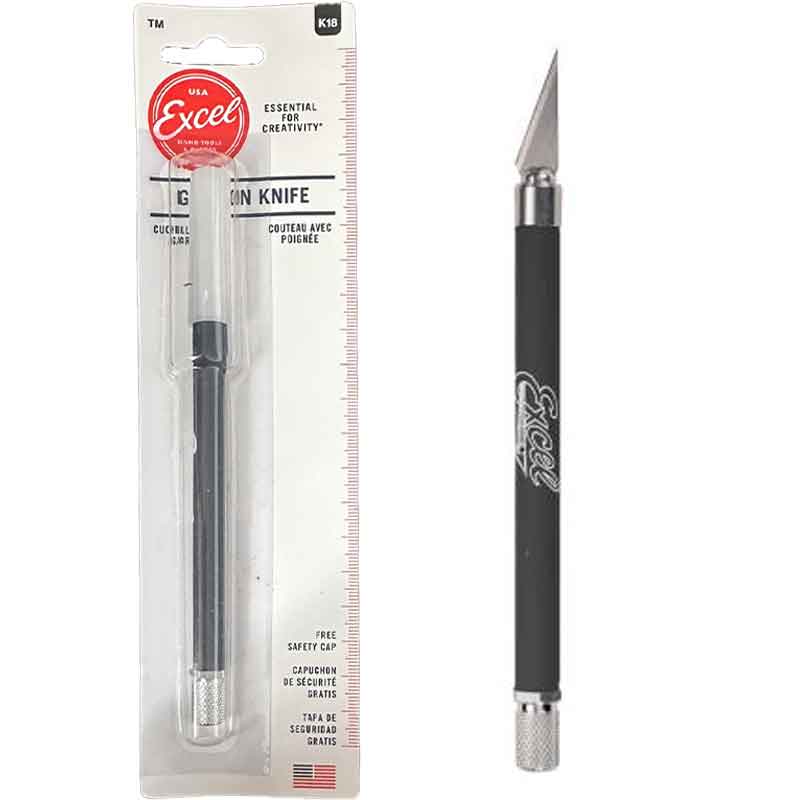 K18 Grip-On Knife with Safety Cap (#11 Blade) Black 16020 Excel K18 Grip-On Knife with Safety Cap (#11 Blade) Black 16020 Excel