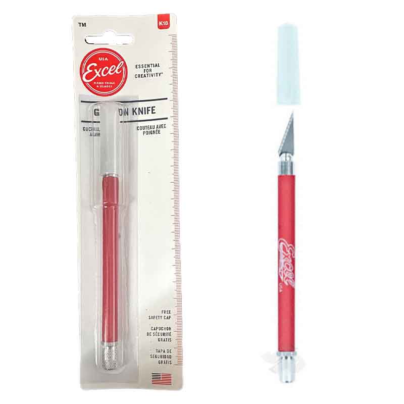 K18 Grip-On Knife with Safety Cap (#11 Blade) Red 16024 Excel K18 Grip-On Knife with Safety Cap (#11 Blade) Red 16024 Excel