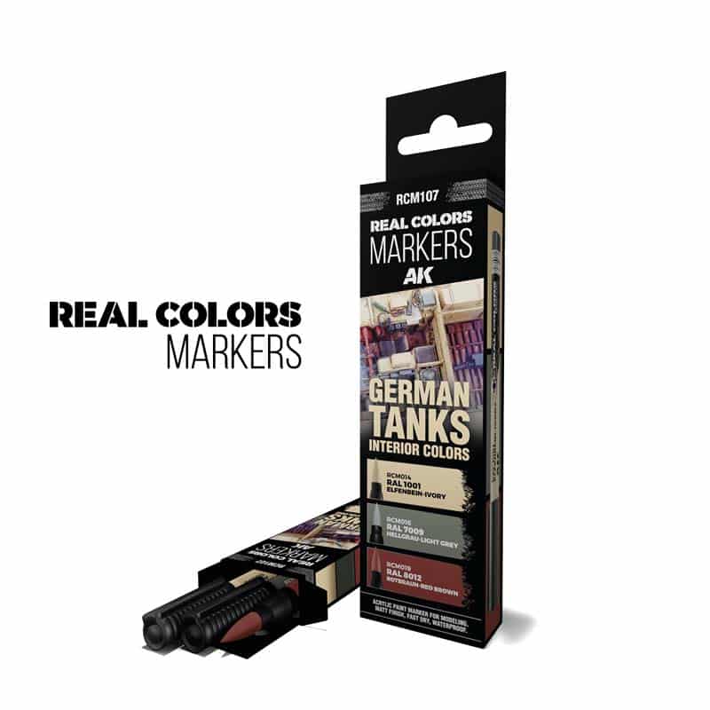 AK Interactive Real Colors Markers - German Tanks Interior Colors - Set 3 RCM107 AK Interactive Real Colors Markers - German Tanks Interior Colors - Set 3 RCM107