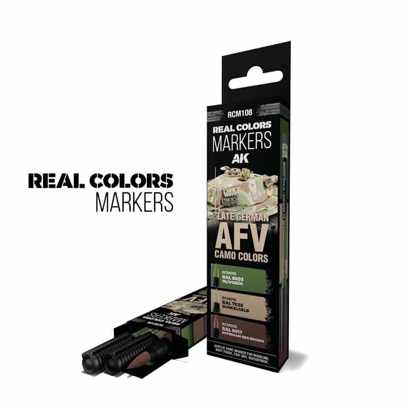AK Interactive Real Colors Markers - Late German AFV Camo Colors - Set 3 RCM108 AK Interactive Real Colors Markers - Late German AFV Camo Colors - Set 3 RCM108