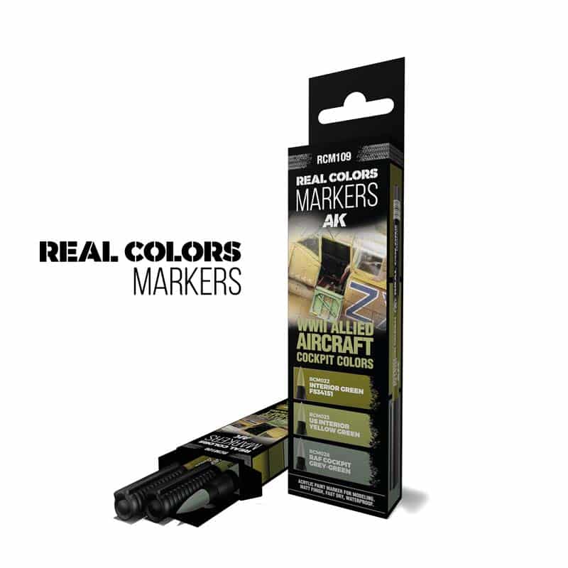 AK Interactive Real Colors Markers - WWII Allied Aircraft Cockpit Colors - Set 3 RCM109 AK Interactive Real Colors Markers - WWII Allied Aircraft Cockpit Colors - Set 3 RCM109