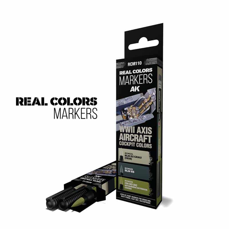 AK Interactive Real Colors Markers - WWII Axis Aircraft Cockpit Colors - Set 3 RCM110 AK Interactive Real Colors Markers - WWII Axis Aircraft Cockpit Colors - Set 3 RCM110