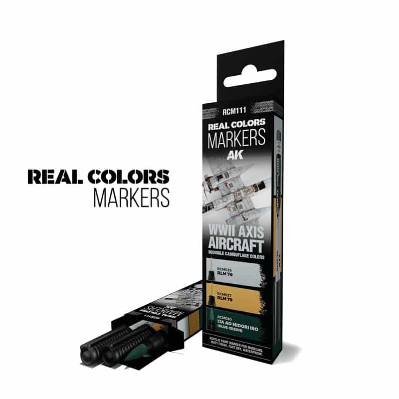 AK Interactive Real Colors Markers - WWII Axis Aircraft Squiggle Camouflage Colors - Set 3 RCM111 AK Interactive Real Colors Markers - WWII Axis Aircraft Squiggle Camouflage Colors - Set 3 RCM111