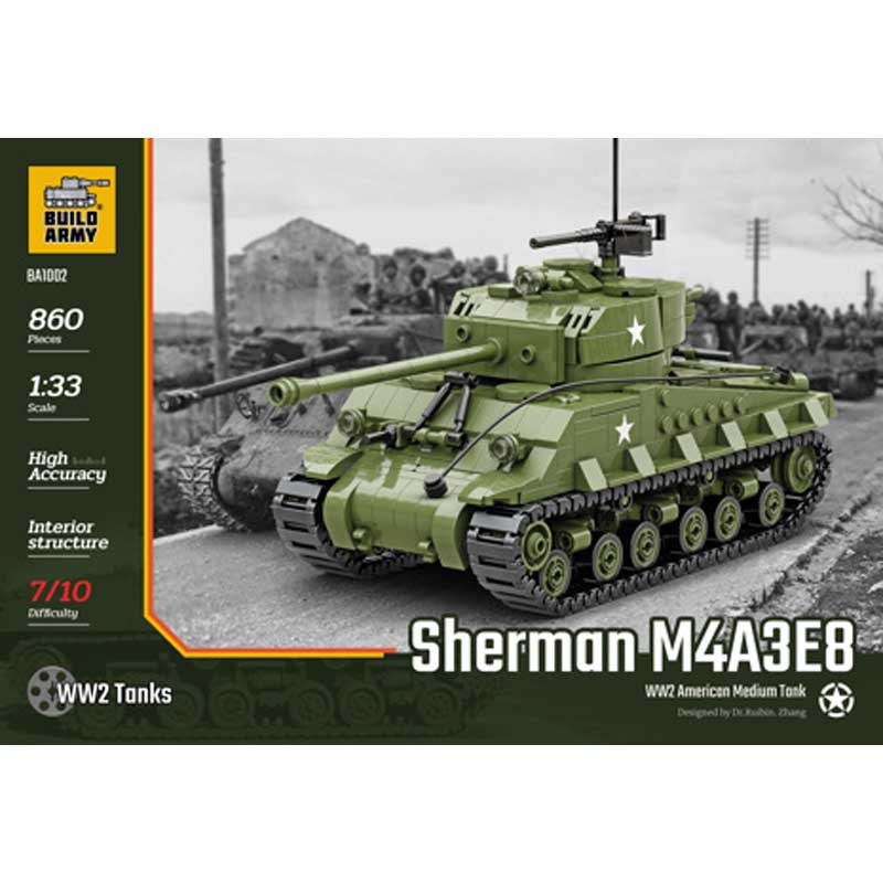 Build Army Sherman M4A3E8 860pcs BA1002 Build Army Sherman M4A3E8 860pcs BA1002