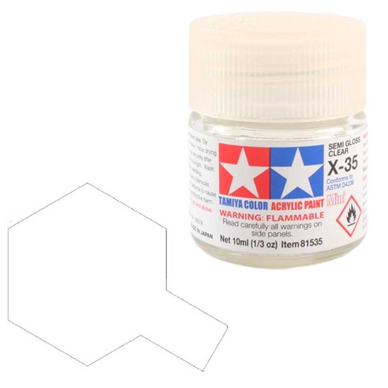 Tamiya Acrylic X-35 Semi Gloss Clear (10ml) 81535 Tamiya Acrylic X-35 Semi Gloss Clear (10ml) 81535