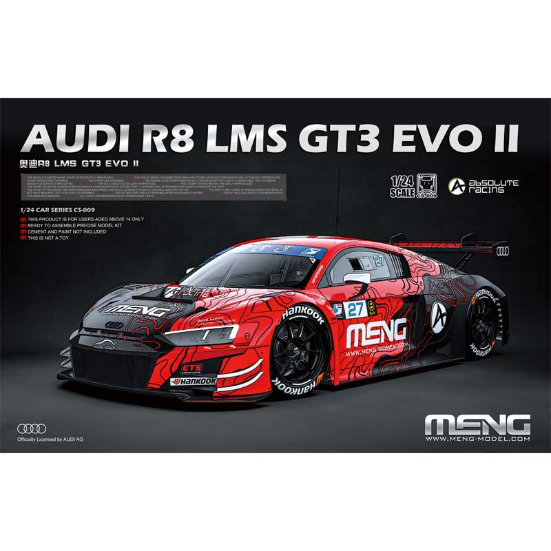 1/24 Audi R8 LMS GT3 EVO II Meng Model CS-009 1/24 Audi R8 LMS GT3 EVO II Meng Model CS-009