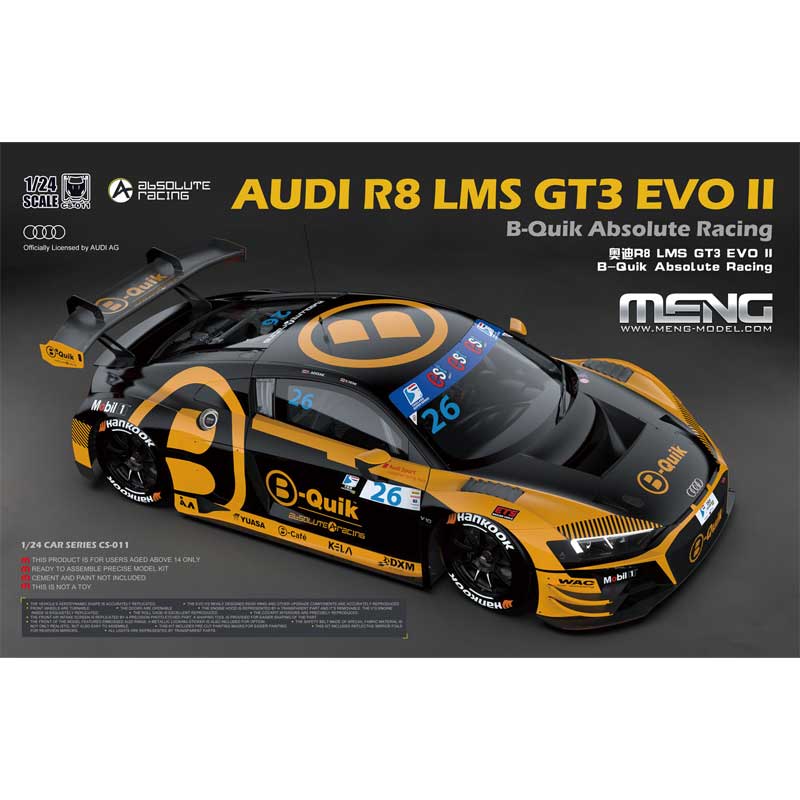 1/24 Audi R8 LMS GT3 EVO II (B-Quik Racing) Meng Model CS-011 1/24 Audi R8 LMS GT3 EVO II (B-Quik Racing) Meng Model CS-011