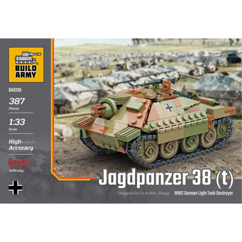 Build Army Jagdpanzer 38t Hetzer Light Tank Destroyer 387pcs BA0138