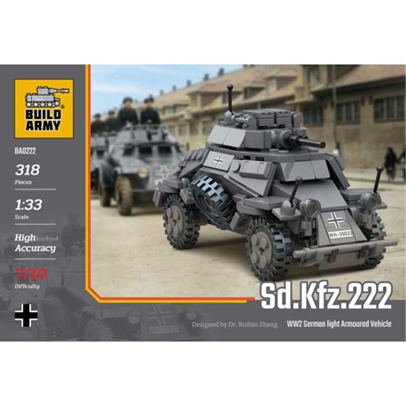 Build Army Sd. Kfz. 222 Armoured Vehicle 318pcs BA0222