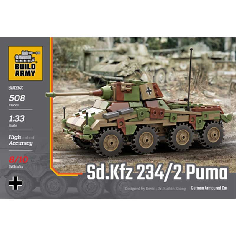 Build Army Sd. Kfz. 234/2 Puma Armoured Car 508pcs BA0234C