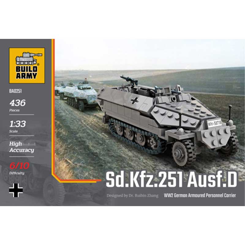Build Army Sd. Kfz. 251 Ausf.D Half-Track 436pcs BA0251