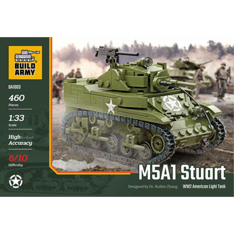Build Army M5A1 Stuart Light Tank 460pcs BA1003