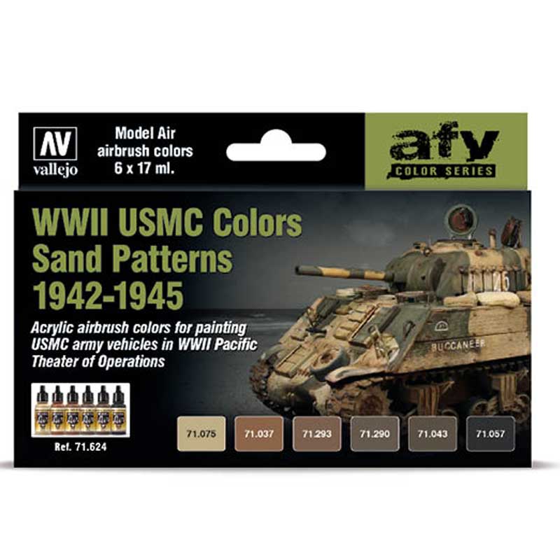 Vallejo Paint Set WWII USMC Colors Sand Patterns 1942-1945 71.624 Vallejo Paint Set WWII USMC Colors Sand Patterns 1942-1945 71.624