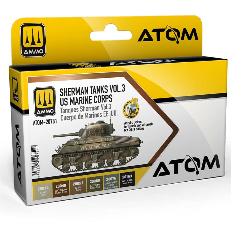 ATOM Sherman Tanks Vol 3 WWII US Marine Corps Set Ammo ATOM-20751 ATOM Sherman Tanks Vol 3 WWII US Marine Corps Set Ammo ATOM-20751