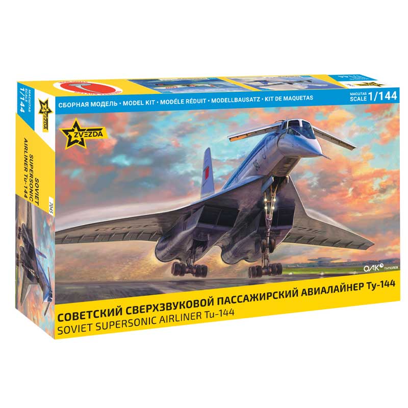 Zvezda Tu-144 Tupolev Supersonic Civil Airliner (1/144) 7045