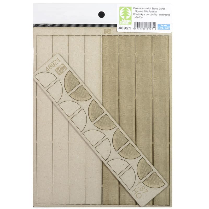 Model Scene Pavements with Stone Curbs - Square Tile Pattern (HO) 48921 Model Scene Pavements with Stone Curbs - Square Tile Pattern (HO) 48921