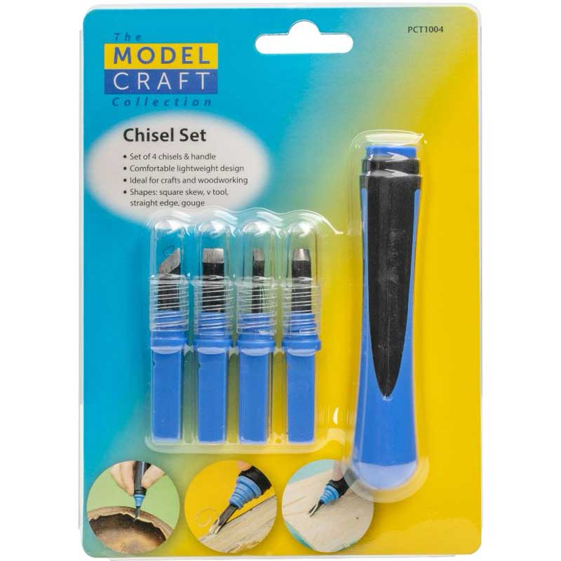 Modelcraft 4-Chisel Set with Handle PCT1004 Modelcraft 4-Chisel Set with Handle PCT1004