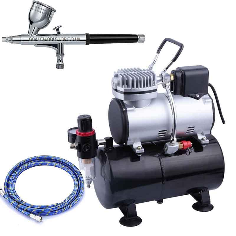 AS-186, SMS-212 Compressor & Airbrush Bundle + Hose