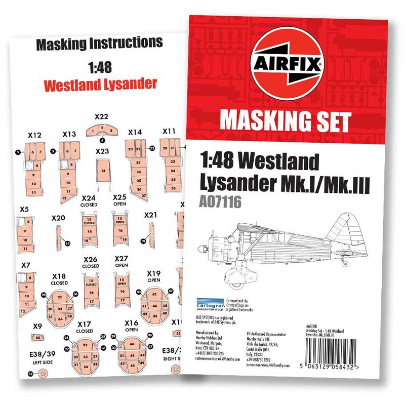 Airfix Masking Set Westland Lysander Mk.I/Mk.III (1/48) A65008 Airfix Masking Set Westland Lysander Mk.I/Mk.III (1/48) A65008