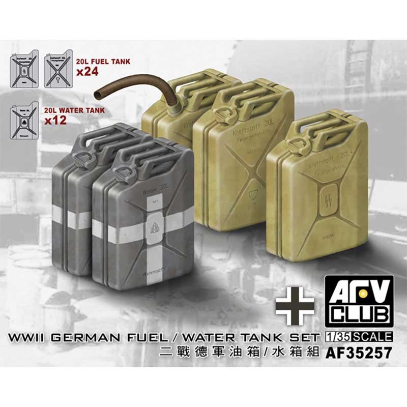 AFV Club German WWII Fuel & Water Cans Set (1/35) AF35257 AFV Club German WWII Fuel & Water Cans Set (1/35) AF35257