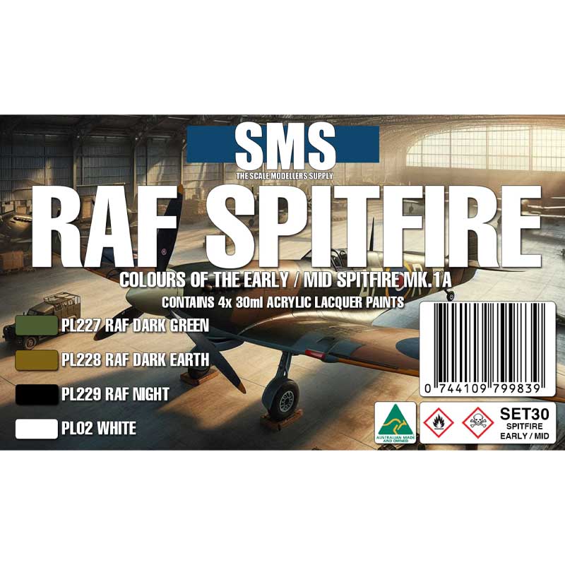 SMS RAF Spitfire Early / Mid MK.1A Colour Set (4x30ml) SET30 SMS RAF Spitfire Early / Mid MK.1A Colour Set (4x30ml) SET30