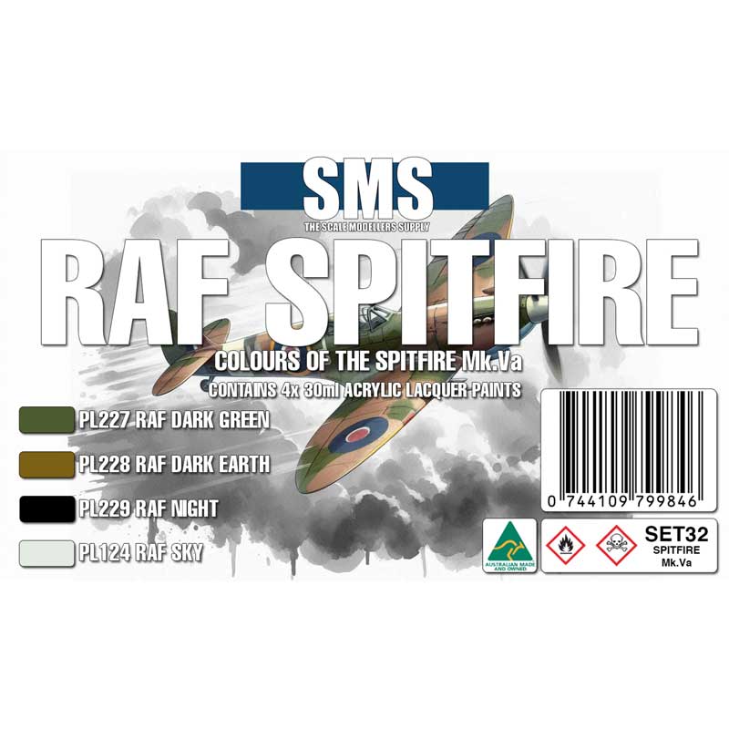 SMS RAF Spitfire Mk.Va Colour Set (4x30ml) SET32 SMS RAF Spitfire Mk.Va Colour Set (4x30ml) SET32