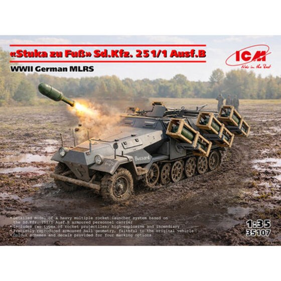 ICM Stuka Zu Fub Sd.Kfz. 251/1 Ausf.B WWII German MLRS (1/35) 35107 ICM Stuka Zu Fub Sd.Kfz. 251/1 Ausf.B WWII German MLRS (1/35) 35107