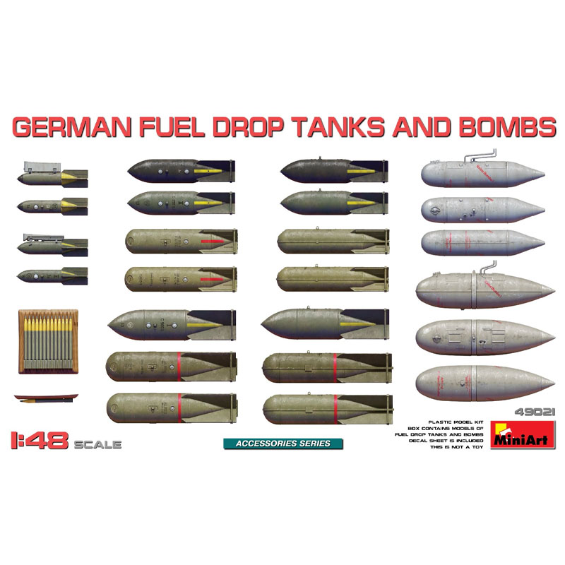 MiniArt German Fuel Drop Tanks and Bombs (1/48) 49021 MiniArt German Fuel Drop Tanks and Bombs (1/48) 49021