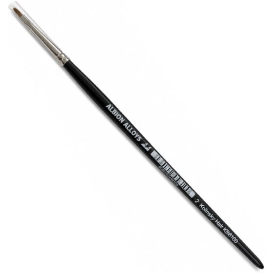 Albion Alloys Flat Blunt Kolinsky Brush (Size 2) KB6100 Albion Alloys Flat Blunt Kolinsky Brush (Size 2) KB6100