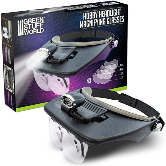 GreenStuffWorld LED Headband Magnifier with 4 Lenses