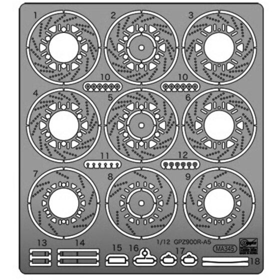 Hasegawa ETCHING PARTS for 1/12 Kawasaki GPZ900R (A5) (1988) 1/12 HALE21788