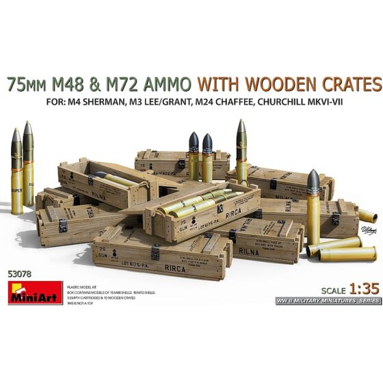 Miniart 75mm M48 & M72 AMMO w/WOODEN CRATES 1/35 53078